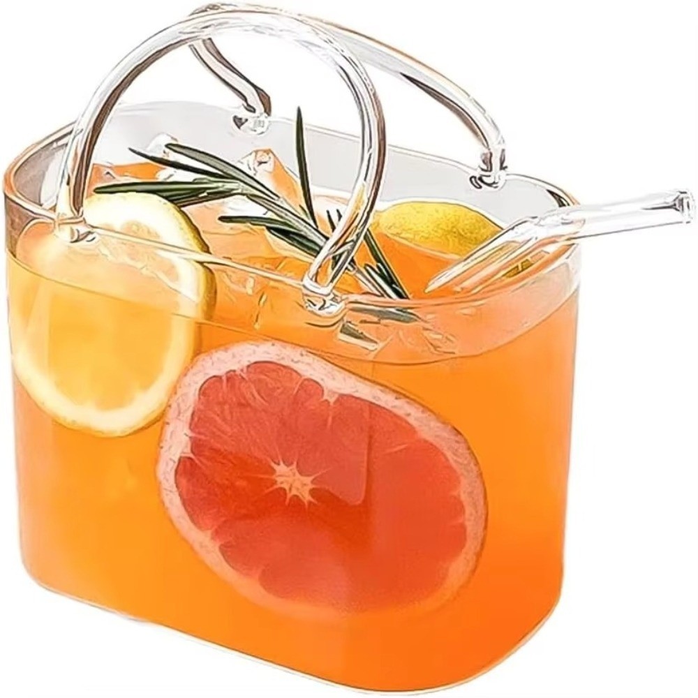 Túi xách DONOVANQQ Cốc thủy tinh, Cốc trà mùa hè dung tích lớn trong suốt, Hình dạng độc đáo sành điệu với ống hút Cốc rượu trang trí Chụp ảnh Prop