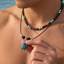 Vòng cổ xếp lớp Unisex Boho - Vòng cổ rùa ngọc lam vỏ dừa - Có thể điều chỉnh 51-60cm - Đi biển kỳ nghỉ Trang sức dân tộc Bohemian