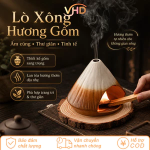 Lư Xông Trầm Gốm Phong Cách Tối Giản – Thiết Kế Tinh Tế, Kèm Đế Gỗ, Thoát Khói Nhẹ Nhàng – Trang Trí Bàn Trà & Phòng Ngủ
