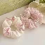 Scrunchies cột tóc caro pastel đính nơ ngọc trai dễ thương mềm nhẹ co giãn tốt cho nữ