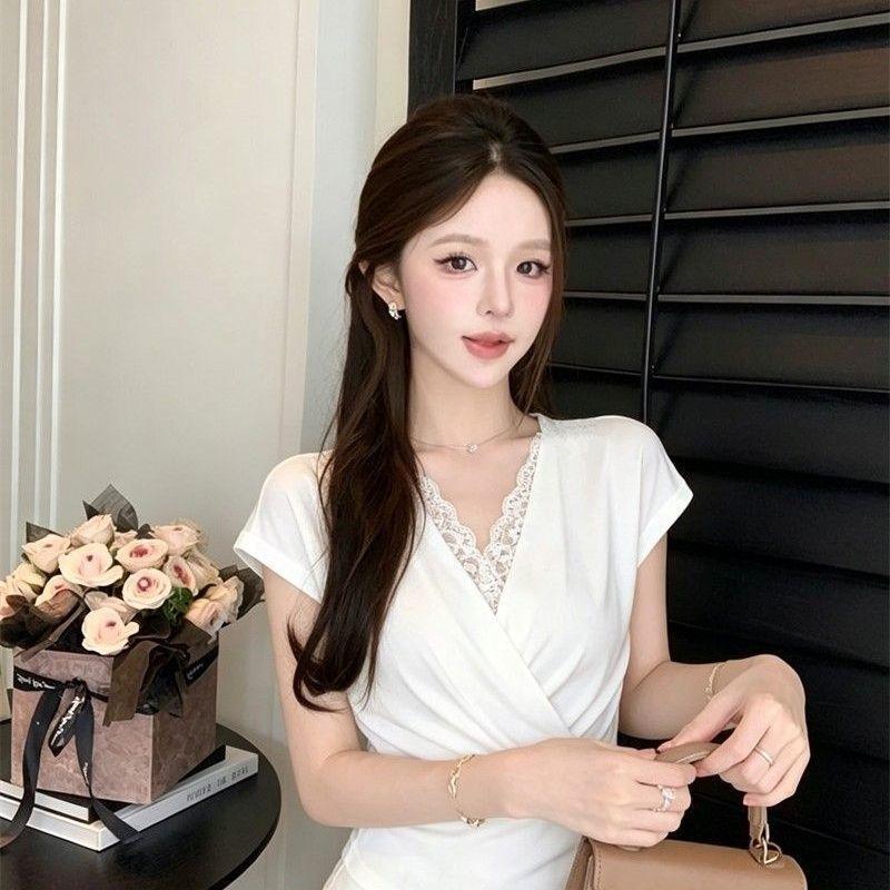 [Seckill có hạn trong thời gian] Thiết kế Feel Women Summer Light Trưởng thành Niche Chống va chạm Cổ chữ v Eo hẹp thon gọn hơn Nhìn ngắn-