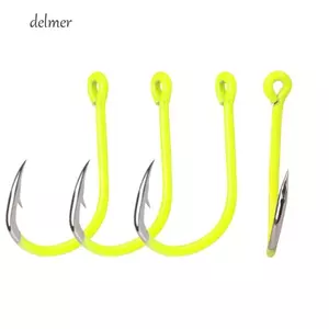DELMER 50 Cái / hộp Móc Thép Carbon, Móc Câu Cá Thép Carbon Cao Cấp Biển, Phụ Kiện Câu Cá Bền Linh Hoạt Mạnh Mẽ Huỳnh Quang Móc Câu Cá Snapper