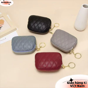 Ví đựng tiền xu Mini NORDICLIFE, Ví dây kéo thông thường bằng da PU, Chìa khóa ô tô đa năng di động