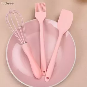 Luckyew 3 Cái / bộ Silicone Nướng Bộ Bánh Kem Thìa Cạp Nhà Bếp Hộ Gia Đình Đánh Trứng Thịt Nướng Dầu Bàn Chải Tiện Ích Đồ Dùng Nhà Bếp TQ