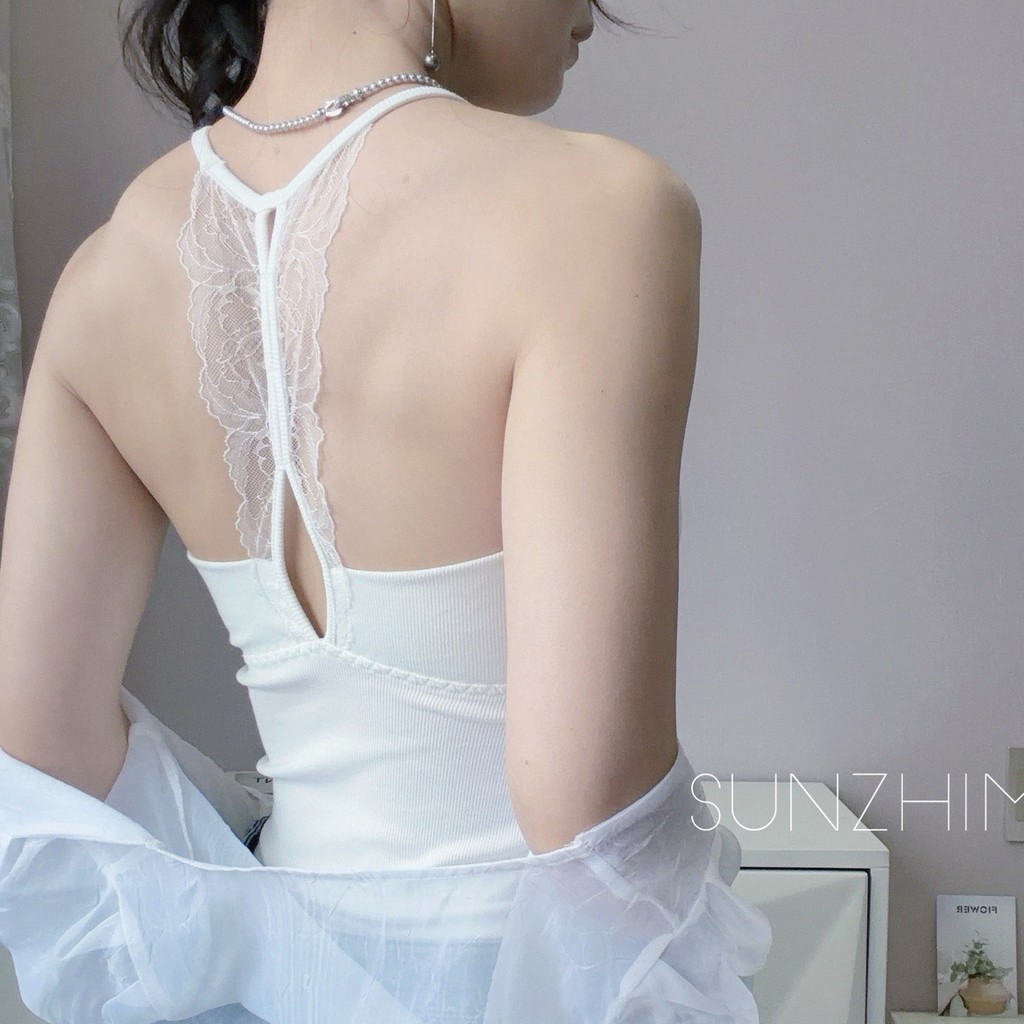 Túi đựng Protein ngọc trai lưng bướm | Ren Rỗng Đẹp Áo Ngực Top Một Mảnh Bên Ngoài Mặc Nhỏ Sling Phong Cách Hàn Quốc Pure Desire Áo Vest Mùa Hè Hot Girl Bầu Không Khí