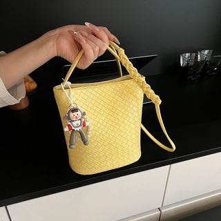 Túi xô tím/hồng dệt đi lại, đeo vai nữ, phong cách đơn giản thời trang