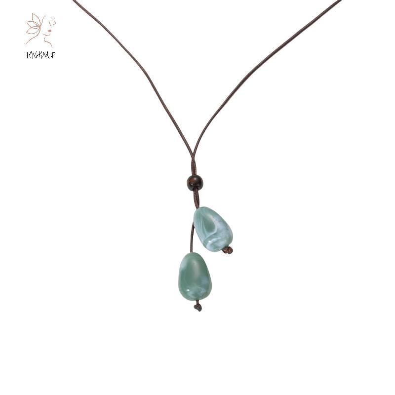 HNKMP Mặt dây chuyền hình bầu dục dài thanh lịch Nelace Hệ thống rừng phong cách Trung Quốc mới Đơn giản Vintage Zen Thiết kế thời trang Phụ kiện trang sức.
