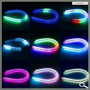 Đèn pha Phụ kiện ô tô 2X RGB APP Control 60CM LED DRL Dải chạy ban ngày Đèn báo rẽ Phanh bên đèn ô tô