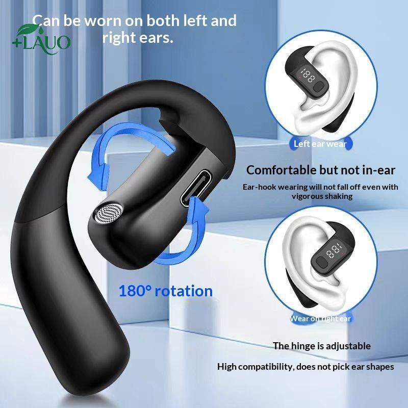 Springevenstar 180° Xoay HiFi Stereo Chống Nước Không Dây Dẫn Truyền Không Dây Tai Nghe Đơn Đeo Tai Nghe Giảm Tiếng Ồn Tai Nghe Có MIC Springevenstar