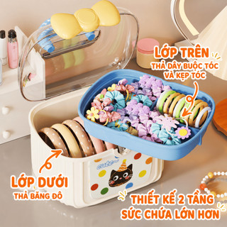 Hộp Đựng Trang Sức 2 Tầng Nắp Trong Suốt MAISON, Hộp Đựng Phụ Kiện Có Quai Cầm Đa Năng