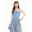 Mỹ Xanh Thêu Kẻ Sọc Ống Không Đều Áo Vest Nữ Hot Girl Buổi Hòa Nhạc Mặc Slim-fit Ôm Hơn Nhìn Top Hợp Thời Trang 5.19