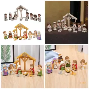 Ở lại Giáng sinh Manger Cảnh Giáng sinh Các bức tượng nhỏ Bộ đồ trang trí để trang trí bàn lễ hội