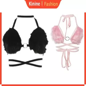 KIN Nữ Dây Buộc Cho Tam Giác Bikini Áo Ngực Cổ Chữ V Sâu Lông Tơ Sang Trọng Crop Vest Backless Cho Dây Đeo chéo Brale