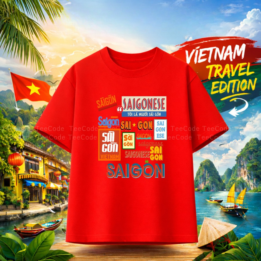 （Giao hàng 24h）Angela Áo Thun Việt Nam SAIGONESE TÔI LÀ NGƯỜI SÀI GÒN Du Lịch In Chữ Hình Nam Nữ Unisex Cổ Tròn
