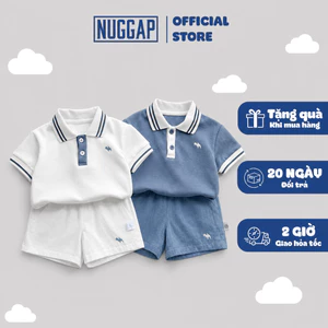Bộ Bé Trai Đồ Bộ Bé Trai Áo Polo Quần Short Cotton Mềm Mát Phong Cách Hàn Quốc Chengzi Nuggap