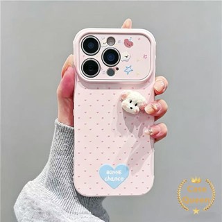 Tương thích cho iPhone 16 11 15 13 17 14 12 Pro Max XR X XS Max Air 7 8 Plus SE Full Màn Hình Màu Chấm Bi 3D Plus Dog Case
