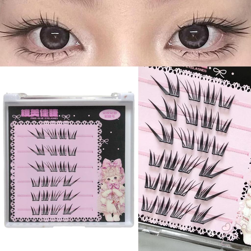 Lông mi giả mèo lười biếng Lông mi giả tự nhiên trông C Curl Chiều dài hỗn hợp 7-13mm Đen dành cho nữ