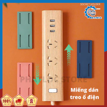 Miếng Dán Tường Treo Ổ Cắm Điện, Modem Wifi/ Giá Đỡ Treo Tường Cố Định Ổ Cắm Điện nhiều màu sắc