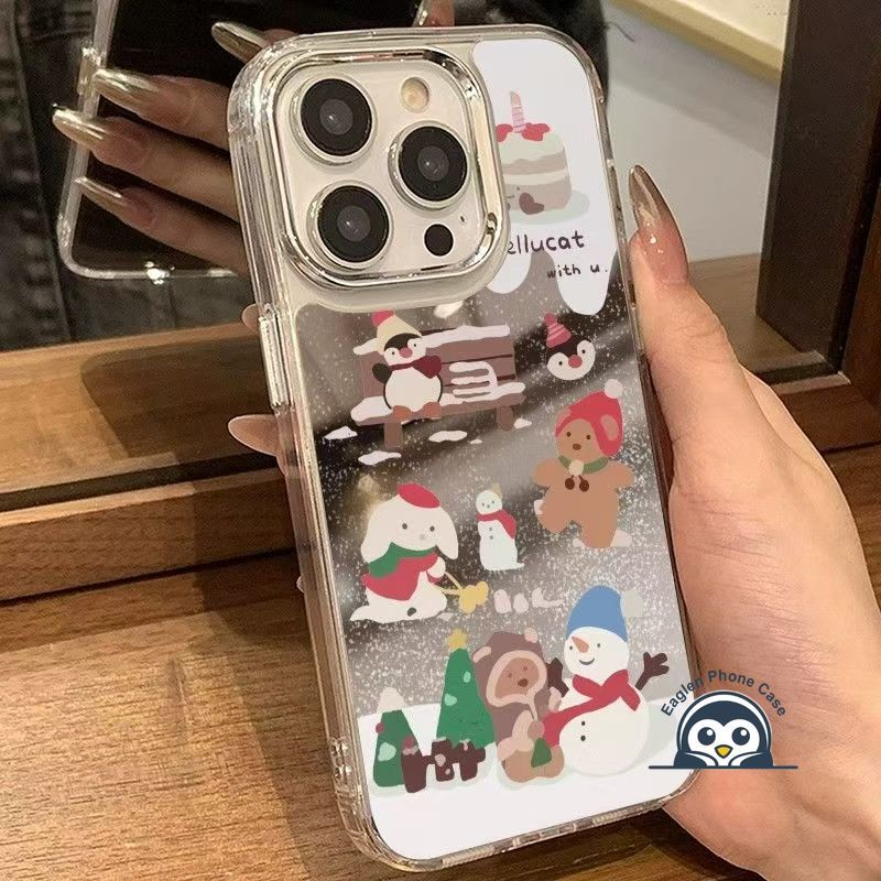 Ốp Điện Thoại Gương Gấu Giáng Sinh Dễ Thương Cho Realme C85 Pro C75X C75 C71 C63 C61 C67 C65 C55 C53 C51 C35 C33 C30 C25S C25Y C21Y C20A C17 C15 C12 C11 C1 Vỏ Hoạt Hình Ngộ nghĩnh Vỏ Tuyết