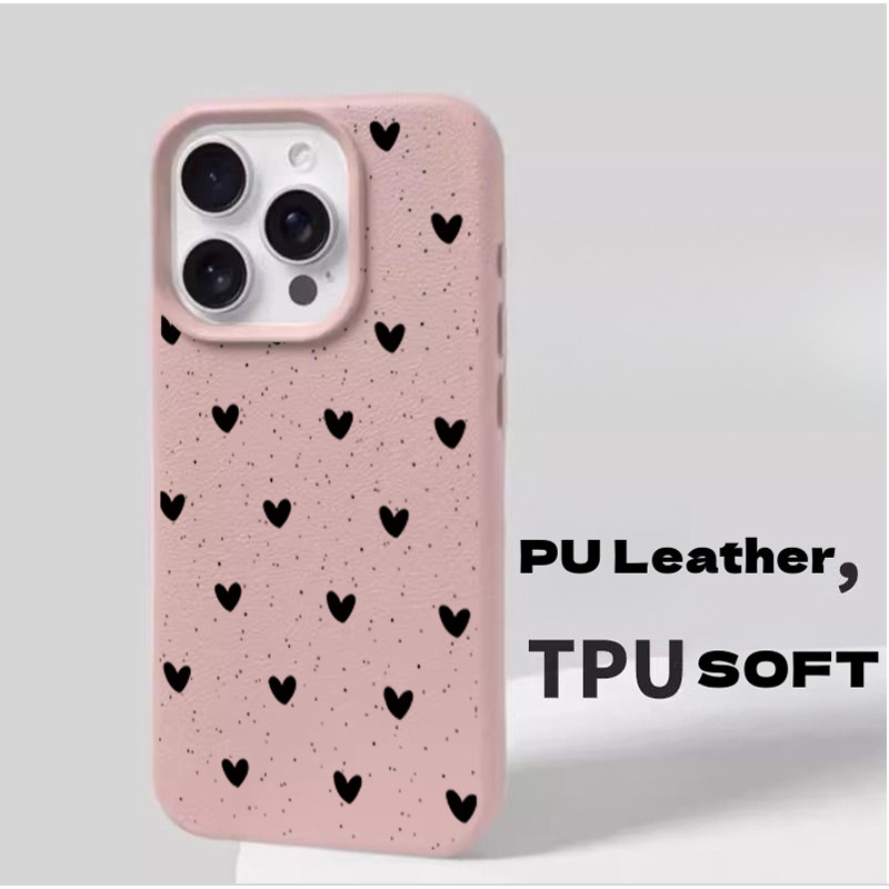 Ốp Lưng Cho OPPO A3 A5 A6 PRO A2 A3X A5X A40 A94 A74 RENO 11F 12F 14 PRO 7 10 6 5 Lite 5F Da PU Trái Tim Tình Yêu Mềm Mờ Cover