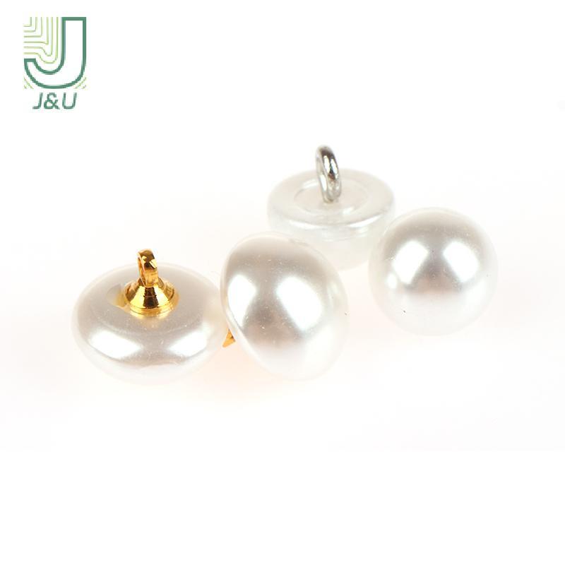 J & U 10 Cái 10mm / 12mm Nấm Giả Nhựa Áo Sơ Mi Hình Bán Nguyệt Ngọc Trai Nút Chân Cho Quần Áo May Trang Trí DIY Mới