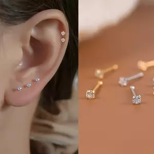 Bông tai zircon thép titan cho nữ, món quà trang sức sang trọng