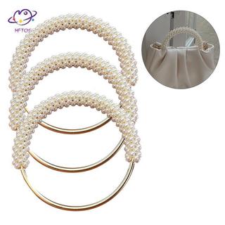 HFTOY 1 Túi Tròn Ngọc Trai Tinh Tế Tay Cầm Vòng Kim Loại Hạt Nhiều Màu Sắc Cho Nữ Túi Xách Khung Ví DIY Handmade Túi Phụ Kiện ~