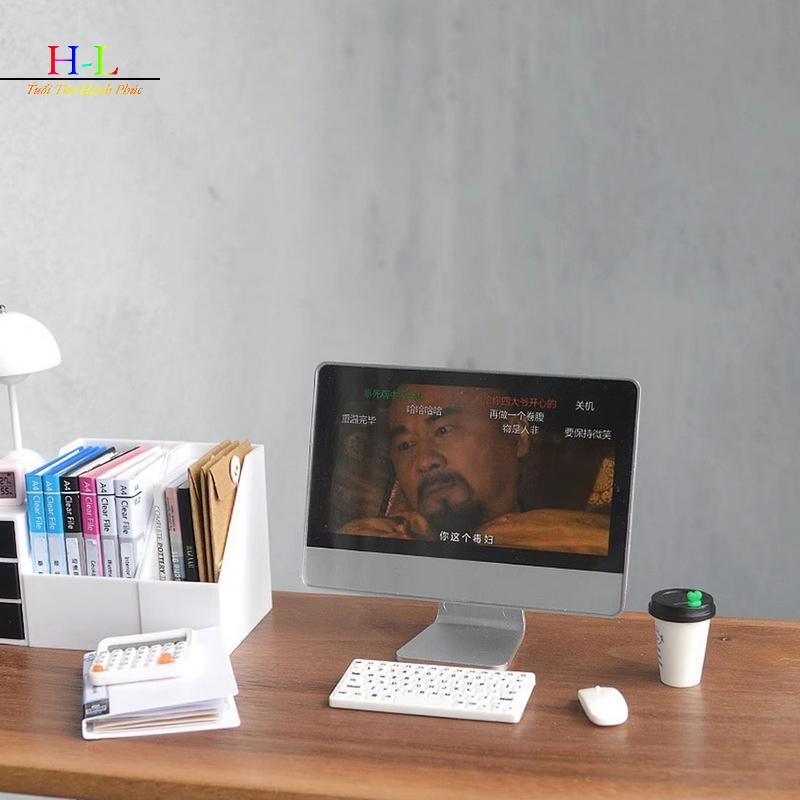 HL 1 / 12 Cân Nhà Búp Bê Phòng Học 1 Bộ Bàn Phím Chuột Miniputer Mô Hình Mô Phỏng Thu Nhỏ Cho Nội Thất Thu Nhỏ Phụ Kiện LMWU
