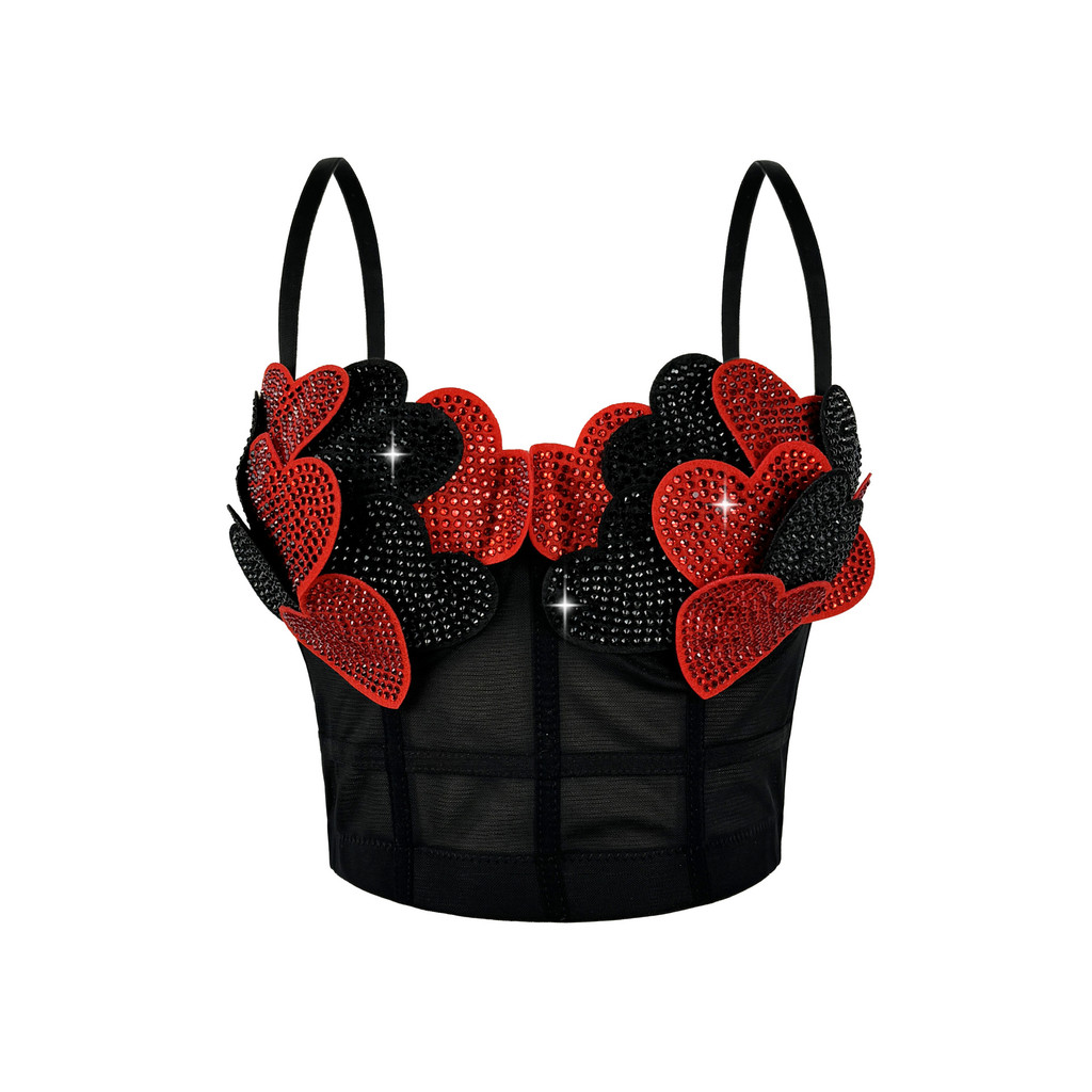 Áo Camisole Dáng Slim với Họa tiết Xương Cá và Kim Cương - Trang Trí Perfect cho Ngày Lễ