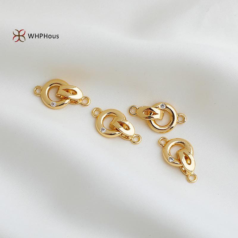 < WHPHous-t > 1 Cái Chốt Kết Nối Khóa Khóa Đồng Mạ Vàng 18K dát Zircon Ngọc Trai Cuối Khóa Trang Sức DIY Vòng Tay Vòng Cổ Cung Cấp
