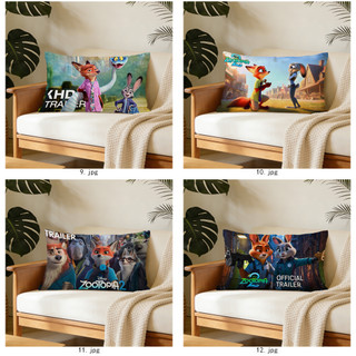 Vỏ gối hình chữ nhật in một mặt Zootopia 2, Vỏ đệm ô tô hoạt hình, Trang trí ghế Sofa tại nhà (Không bao gồm chèn)