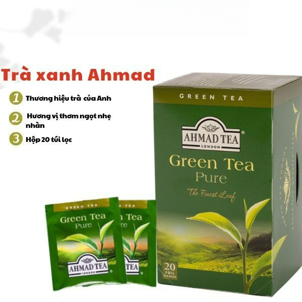 Trà Ahmad Trà Xanh Green Tea Pure 40g, Thơm Ngon Đậm Vị Trà