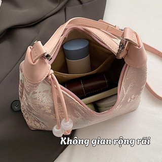 Túi Vải Lụa Gấm Thêu Vân Cao Cấp - Túi Xách Cầm Tay Nữ Sang Trọng Phụ Kiện Áo Dài Truyền Thống