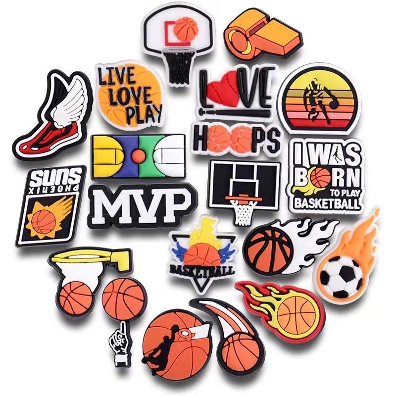Charm gắn dép cross Bóng Rổ, Nút gắn sticker trang trí hoạt hình nhựa PVC CROSS TREND
