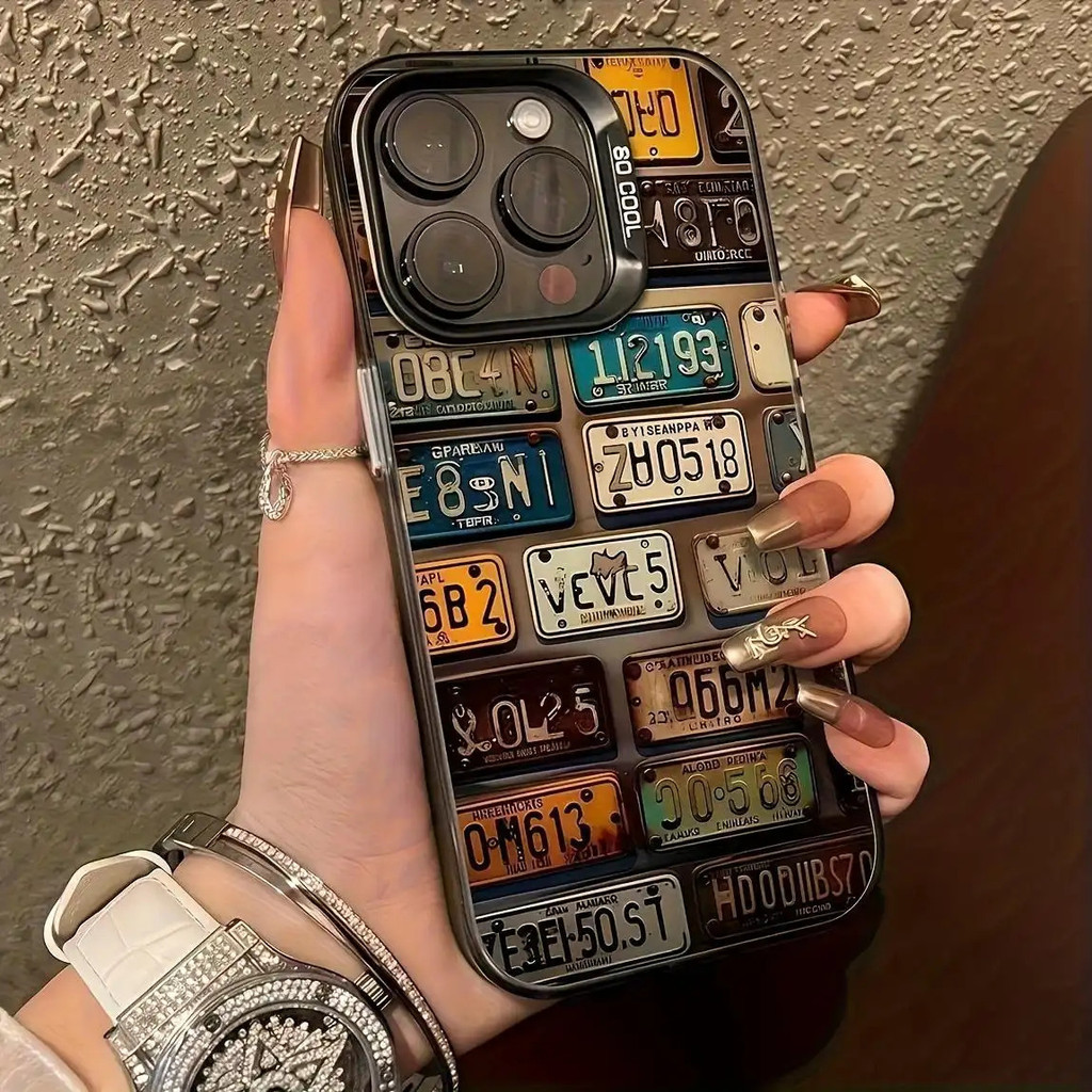 Ốp lưng chống sốc biển số xe cổ điển thiết kế collage độc đáo phong cách cá tính Cấp iPhone 17/16/15/14/13/12/11/X/ Max