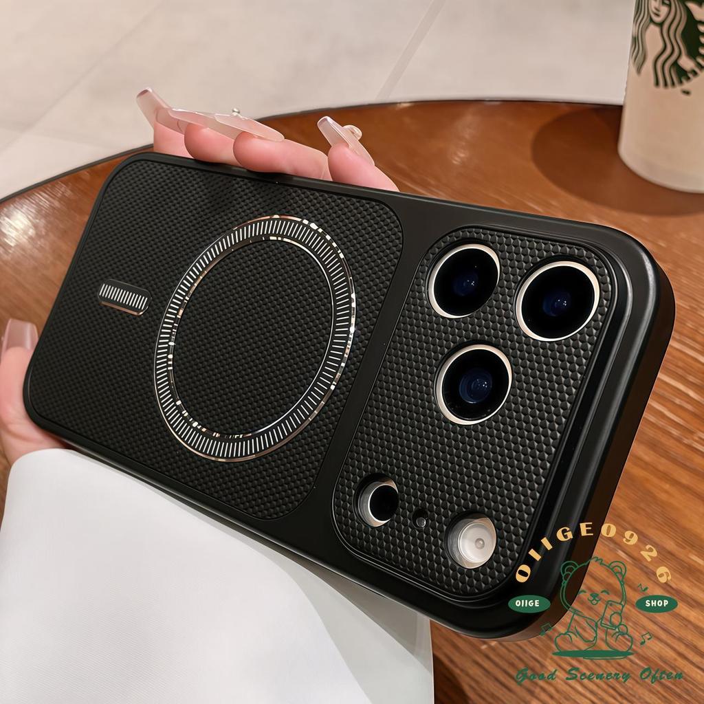 【 Ốp lưng iPhone17 】 Vỏ điện thoại từ tính họa tiết da mờ chống rơi iphone17 Pro Max 16 15 14 13 12 11 cho vỏ iPhone Vỏ mềm silicon TPU chống sốc