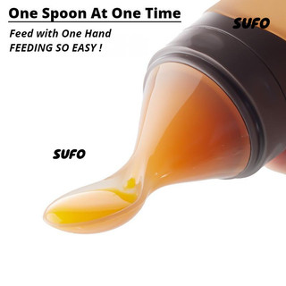 [SUFO] Bộ cho ăn tích hợp silicon cho bé, Thìa mì ăn liền cho trẻ sơ sinh, Đầu thìa siêu mềm, Thìa sữa đo, Thìa bóp bình sữa cho bé, 120ML, Di động