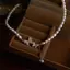 Bigapple Thanh Lịch Sáng Bóng Zircon Bướm Ngọc Trai Mặt Dây Chuyền Choker Dây Buộc Cho Bé Gái Nữ Nữ Có Thể Điều Chỉnh Mới Trang Sức Thời Trang RDG