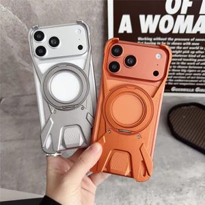 Ốp Hợp Kim Nhôm Hạng Nặng Cho iPhone 17 Pro Max 16 Pro Max 15 Pro Max Kim Loại Chống Rơi Từ Ốp Lưng Nhẫn Đứng
