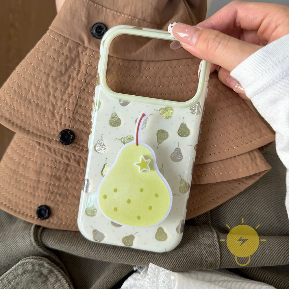 Phone Case For iPhone 17 Pro Max 16 15 with Griptok TPU Pear with Griptok Aesthetic Korean Cute