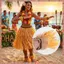 Váy cỏ Hawaii Phù hợp với cánh tay đàn hồi Tay áo Chân Váy cỏ Hula Trang phục khiêu vũ Bãi biển Ngày lễ mùa hè Ủng hộ tiệc cưới (Màu rơm) (R F C V)