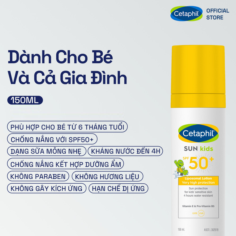 Sữa chống nắng dịu lành cho làn da nhạy cảm của bé từ 6 tháng tuổi CETAPHIL BABY SUN KIDS 150ML
