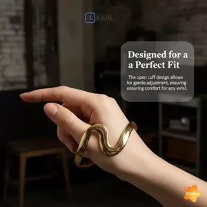 Vòng đeo tay mở hình dạng sóng Trang sức thanh lịch tối giản dành cho nữ Đa năng cho công việc và du lịch mới