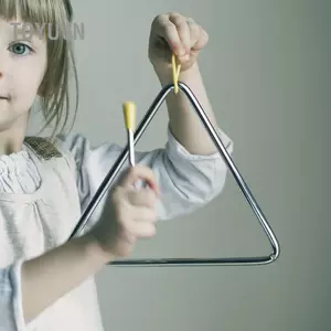 Toyuvn Khai Sáng Âm Nhạc Trẻ Em Nhạc Cụ Gõ Tam Giác Thép Có Tiền Đạo (8 inch)