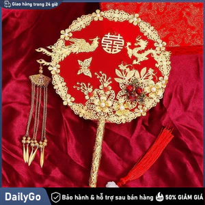 Quạt tay cưới hỏi phong cách trung quốc dành cho tân nương Phụ kiện lễ cưới, Quạt cô dâu, Thủ công