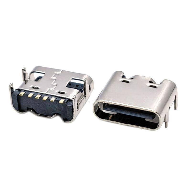 JCSYFAC 10 / 20 Cái 6 Pin Type-C Soet USB Cổng Kết Nối Loại C Nữ Cổng Sạc Ja PCB Hàn SMD SMT DIY Sửa Chữa Loại C Adapter Mới