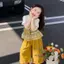 Bé gái mùa hè phong cách mới Phong cách công chúa Ngôi sao Người khâu áo thun ngắn tay + Quần ống rộng thời trang Bộ đồ hai mảnh