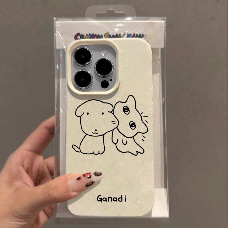 Chó trắng đơn giảnVân dâu áp dụng cho vỏ điện tgioại iPhone 15/16/17/11/12/13/14