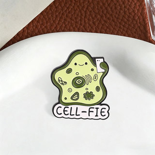Cell Fie Men Thổ Cẩm Sinh Học Dễ Thương Pun Kim Loại Huy Hiệu Xanh Lá Cây Hình Tế Bào Ba Lô Phụ Kiện Quà Tặng Cho Nhà Sinh Học