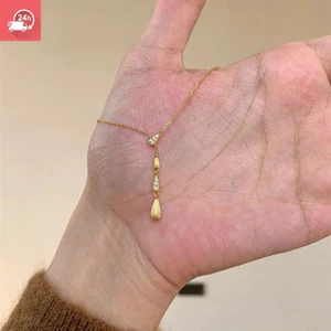 Retro khí chất vàng chải giọt nước zircon Vòng cổ nữ đa năng cá tính